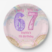 Six Seven 67 Birthday Paper Plates Papieren Bordje (Voorkant)