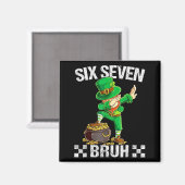 Six Seven 67 Bruh Dabbing Leprechaun St. Patrick D Magneet (Voorkant / Achterkant)