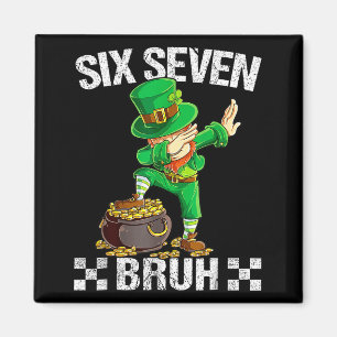 Six Seven 67 Bruh Dabbing Leprechaun St. Patrick D Magneet