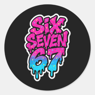 Six Seven 67 Bysebyll Ijs Drip Mason Meme Ki Ronde Sticker