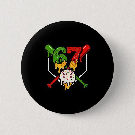 Six Seven 67 Bysebyll IJscrimp Drip Cool Gen Alph Ronde Button 5,7 Cm (Voorkant)