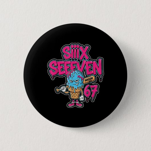 Six Seven 67 Bysebyll Speler Ijs Drip Meme L Ronde Button 5,7 Cm (Voorkant)