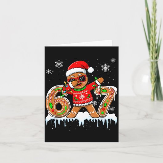 Six Seven 67 Christmas Funny Santa Gingerbread Dab Kaart (Voorkant)