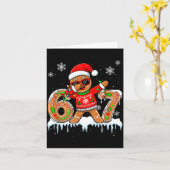 Six Seven 67 Christmas Funny Santa Gingerbread Dab Kaart (Gele Bloem)