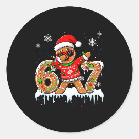Six Seven 67 Christmas Funny Santa Gingerbread Dab Ronde Sticker (Voorkant)