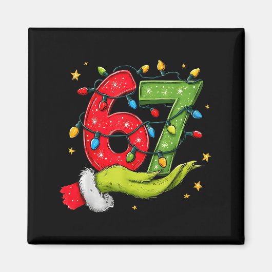 Six Seven 67 Christmas Lights Hand Signs Elf Light Magneet (Voorkant)
