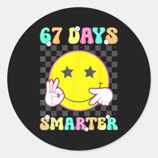 Six Seven 67 Days Smarter 100 Days Of School Funny Ronde Sticker (Voorkant)