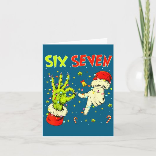 Six Seven 67 Funny Hand-sign Christmas Meme  Kaart (Voorkant)