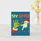 Six Seven 67 Funny Hand-sign Christmas Meme  Kaart (Gele Bloem)