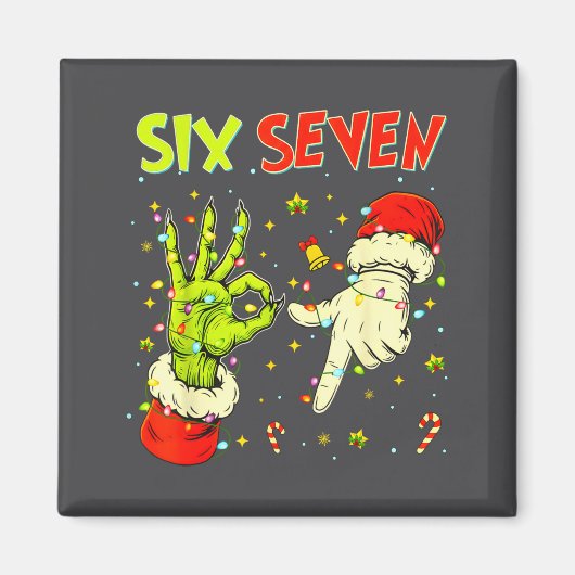 Six Seven 67 Funny Hand-sign Christmas Meme  Magneet (Voorkant)