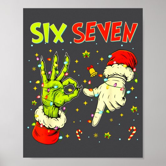 Six Seven 67 Funny Hand-sign Christmas Meme Poster (Voorkant)