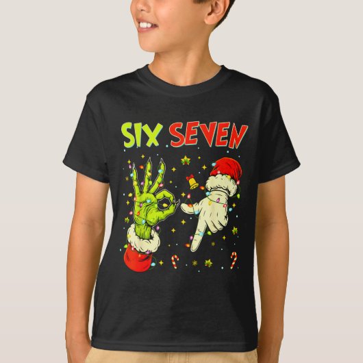 Six Seven 67 Funny Hand-sign Christmas Meme  T-shirt (Voorkant)