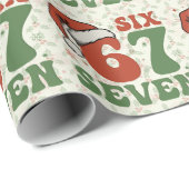 Six Seven 67 Funny Santa Hat Christmas Xmas Meme Cadeaupapier (Rol Hoek)