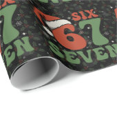 Six Seven 67 Funny Santa Hat Christmas Xmas Meme Cadeaupapier (Rol Hoek)
