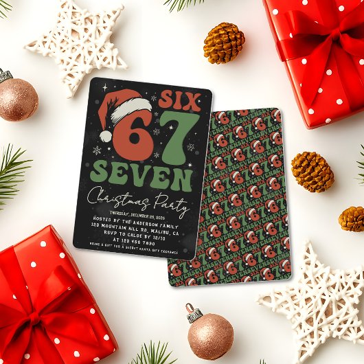Six Seven 67 Funny Santa Hat Christmas Xmas Meme Kaart