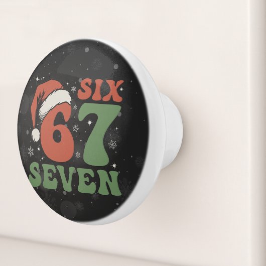 Six Seven 67 Funny Santa Hat Christmas Xmas Meme Keramische Knop