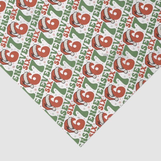 Six Seven 67 Funny Santa Hat Christmas Xmas Meme Tissuepapier (Detail)