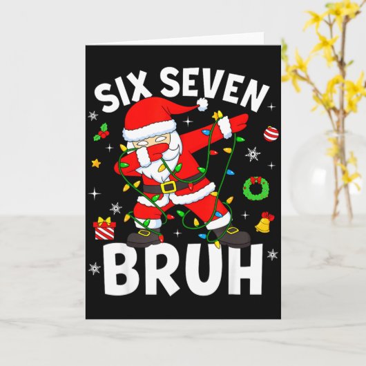 Six Seven 67 Gen Z Alpha Meme Bruh Christmas Dabbi Kaart (Gele Bloem)