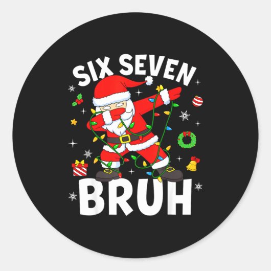 Six Seven 67 Gen Z Alpha Meme Bruh Christmas Dabbi Ronde Sticker (Voorkant)
