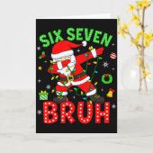 Six Seven 67 Gen Z Alpha Meme Bruh Kerstmis Dabbi Kaart (Gele Bloem)