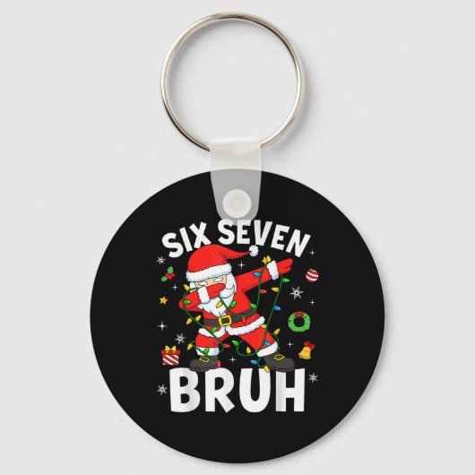 Six Seven 67 Gen Z Alpha Meme Bruh Kerstmis Dabbi Sleutelhanger (Voorkant)