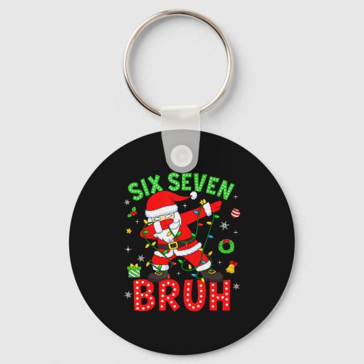 Six Seven 67 Gen Z Alpha Meme Bruh Kerstmis Dabbi Sleutelhanger (Voorkant)