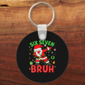 Six Seven 67 Gen Z Alpha Meme Bruh Kerstmis Dabbi Sleutelhanger (Voorkant)