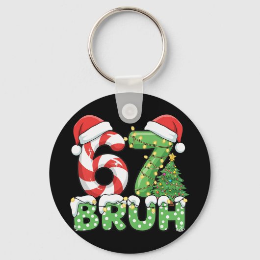 Six Seven 67 Grappige Kerstman Bruh Kerst Mislukki Sleutelhanger (Voorkant)