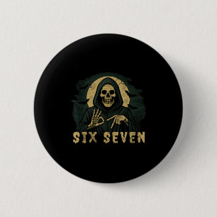 Six Seven 67 Grim Reaper Halloween Skelet Hand S Ronde Button 5,7 Cm
