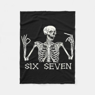 Six Seven 67 Hand Gebaar Skelet Meme Halloween Cos Fleece Deken