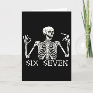 Six Seven 67 Hand Gebaar Skelet Meme Halloween Cos Kaart