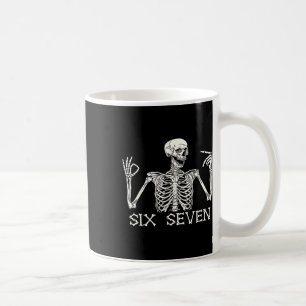 Six Seven 67 Hand Gebaar Skelet Meme Halloween Cos Koffiemok