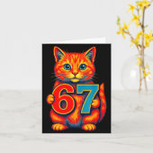 Six Seven 67 Meme 6 7 Cat Youth Boy Girl  Kaart (Gele Bloem)