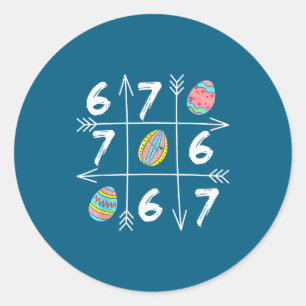 Six Seven 67 Meme 6 7 Eieren Gelukkige Pasen Jonge Ronde Sticker