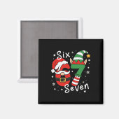 Six Seven 67 Meme 6 7 Elf Kerstman Kerst Pyjama  Magneet (Voorkant / Achterkant)