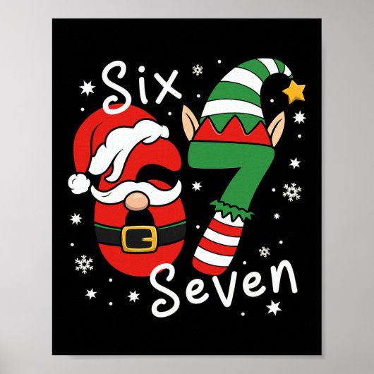 Six Seven 67 Meme 6 7 Elf Kerstman Kerst Pyjama  Poster (Voorkant)