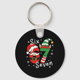 Six Seven 67 Meme 6 7 Elf Kerstman Kerst Pyjama Sleutelhanger