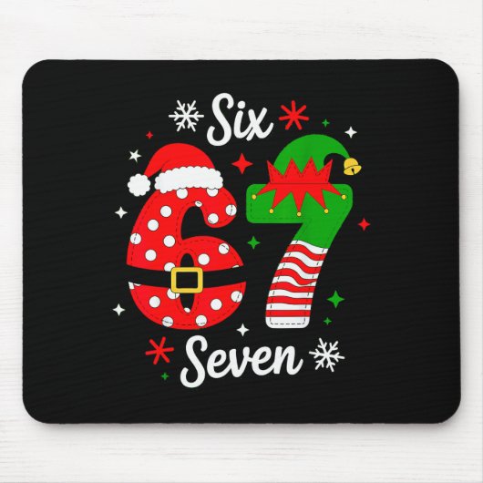 Six Seven 67 Meme 6 7 Kerstman Kerst Pyjama Kinder Muismat (Voorkant)