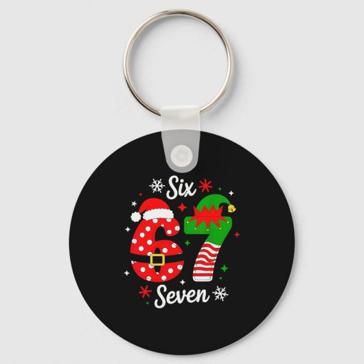 Six Seven 67 Meme 6 7 Kerstman Kerst Pyjama Kinder Sleutelhanger (Voorkant)
