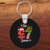 Six Seven 67 Meme 6 7 Kerstman Kerst Pyjama Kinder Sleutelhanger (Voorkant)