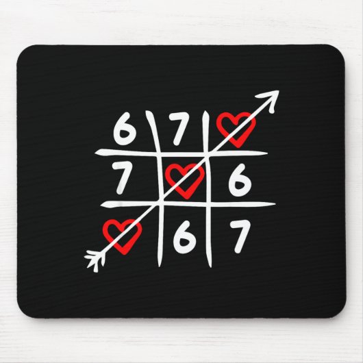 Six Seven 67 Meme 6 7 Valentines Day Heart Men Wom Muismat (Voorkant)