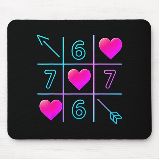 Six Seven 67 Meme 6 7 Valentines Day Heart Men Wom Muismat (Voorkant)