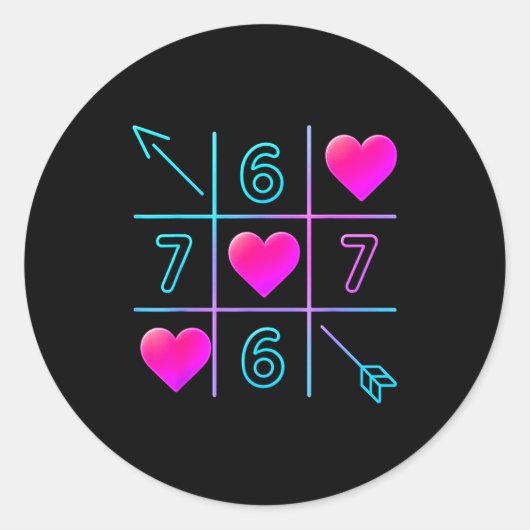 Six Seven 67 Meme 6 7 Valentines Day Heart Men Wom Ronde Sticker (Voorkant)