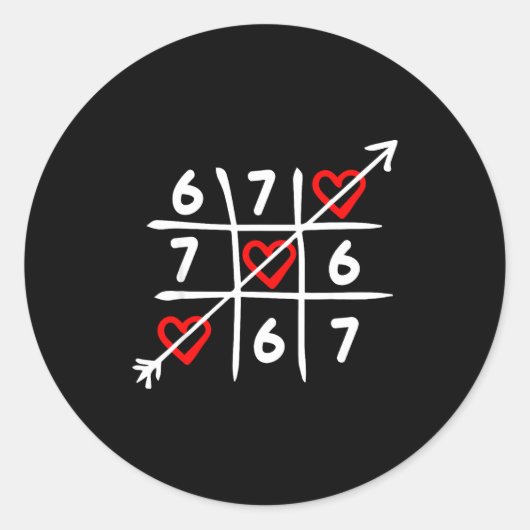 Six Seven 67 Meme 6 7 Valentines Day Heart Men Wom Ronde Sticker (Voorkant)