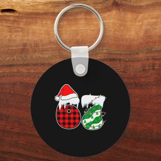 Six Seven 67 Meme Christmas Lights Santa Hat Ugly  Sleutelhanger (Voorkant)