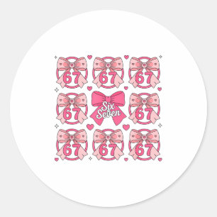 Six Seven 67 Meme Coquette Boog 6 7 Valentijnsdag  Ronde Sticker