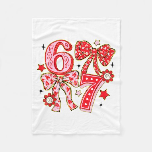 Six Seven 67 Meme Coquette Bow 6 7 Valentines Day  Fleece Deken (Voorkant)