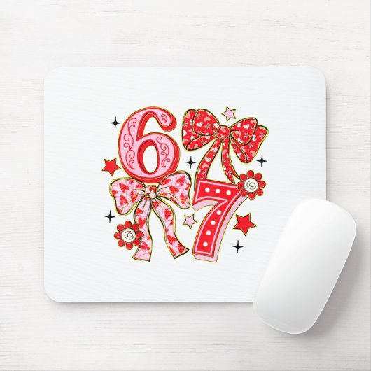 Six Seven 67 Meme Coquette Bow 6 7 Valentines Day  Muismat (Met muis)