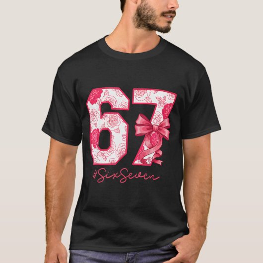Six Seven 67 Meme Coquette Girl Bow Funny Gen Alph T-shirt (Voorkant)