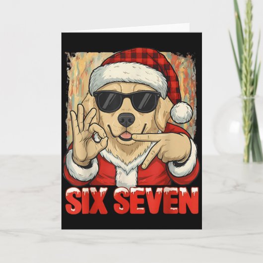 Six Seven 67 Meme Dog Funny Chistmas Men Women Boy Kaart (Voorkant)